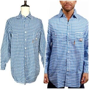 Rasco | Men | Flame Resistant Gingham Plaid LS Button Up Work Shirt | XL Reg